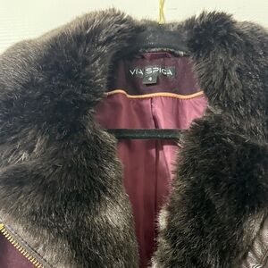 Via Spiga Teddy Jacket in Brown and Purple